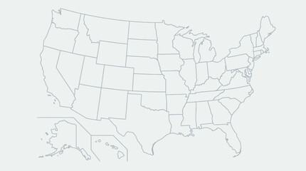 Fototapeta premium United States Map Outline with State Borders - Minimalist Vector Graphic