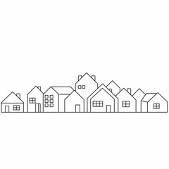 Fototapeta premium Minimalist city skyline house outline vector illustration