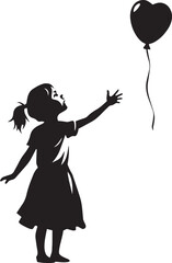 Little Girl Watching Heart Balloon Float Away