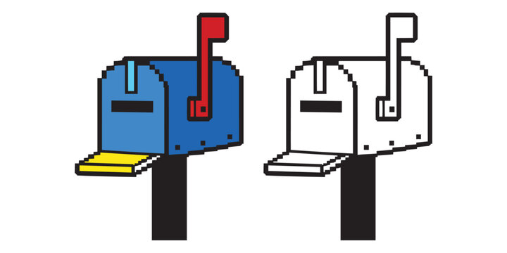 Colorful mailboxes with flags on white background