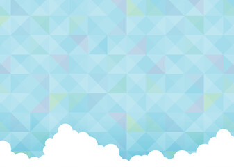 幾何学模様の青空と白い雲のバックグラウンド