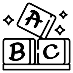Alphabet Blocks Line Icon