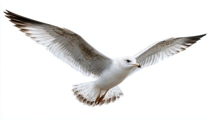 A seagull soaring gracefully in the sky.