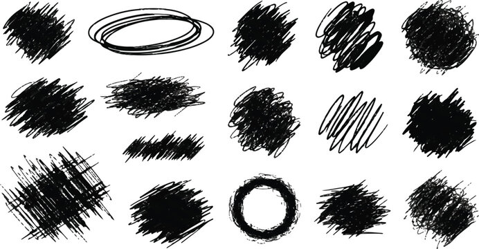 Straight line vector brush strokes. Black hand drawn stripes, smears. Chinese or Japanese calligraphy brushstrokes set. Rough grunge thick paint line texture.