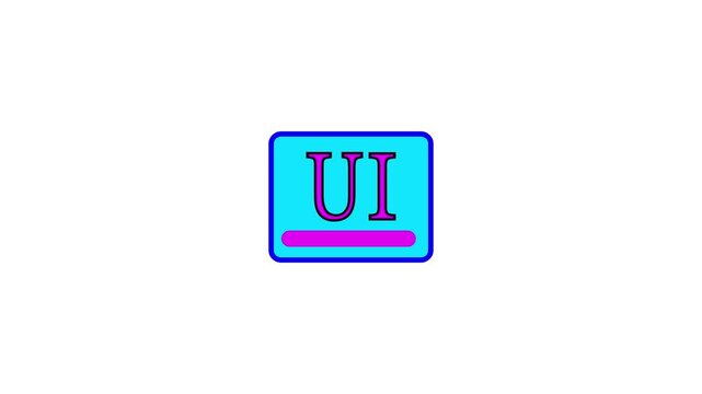 Cyan Button with Pink UI Text and Magenta Line on White Background user interface letters