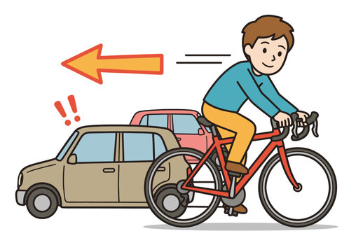 自転車の逆走イラスト（男性・交通違反・事故防止）