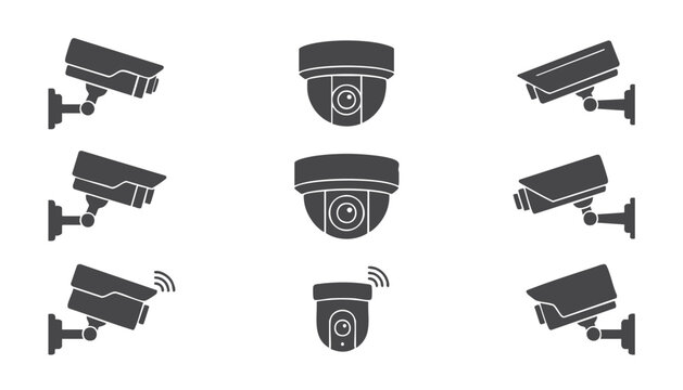 Security camera icon vector for surveillance, monitoring and protection system