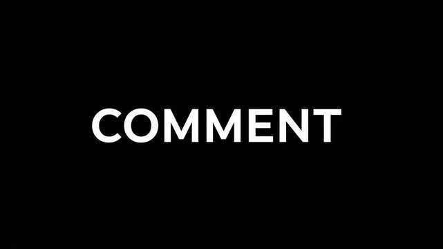 A simple image with the word "COMMENT" centered in a light grey font against a completely black background