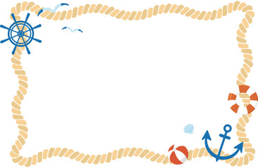 マリンロープフレーム背景イラスト素材