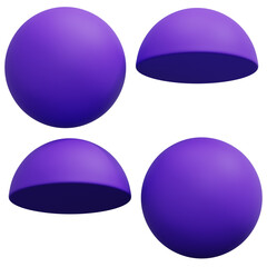 3D Purple Sphere And Half Dome Grid Layout