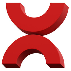 3D Red Curved Arc And Hollow Arch Stack