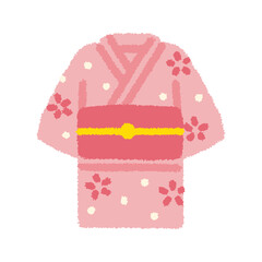 浴衣 子ども イラスト 夏祭り 女の子 和装 手描き シンプル