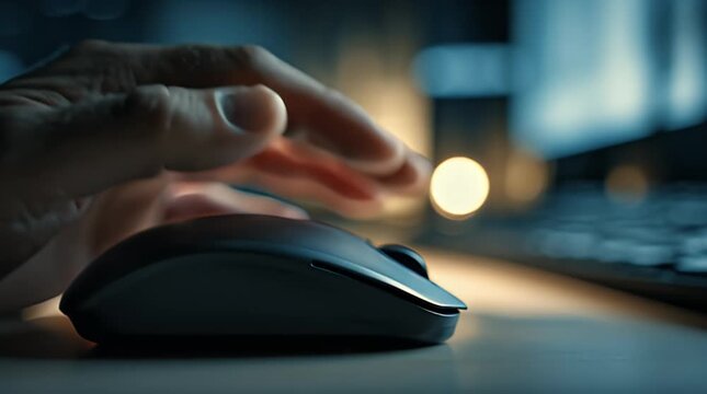 Person Using Computer Mouse in Office.