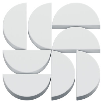 3D White Semi Circle Grid Arrangement