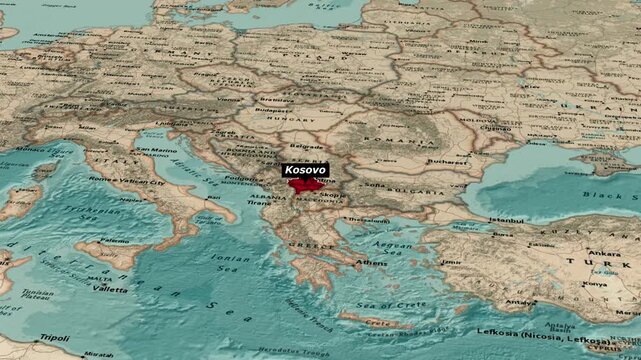Map Highlighting Kosovo Disputed Territory In Balkan Peninsula Southeastern Europe Region
