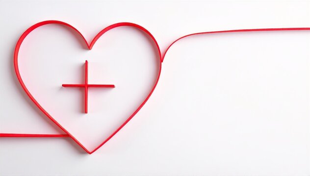 a red heart with a white Christian cross centered inside, symbolizing faith, love, and spirituality