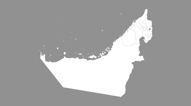 United Arab Emirates (UAE) Vector Map with Emirate Borders on Grey. Clean Geographic Illustration for Political, Travel & Business Concepts.