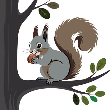 adobe Illustrator artwork  squirrel with nut