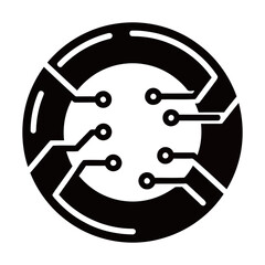 Obraz premium Circuit Board Technology Icon - Modern Digital Connectivity Symbol for Artificial Intelligence, Fintech, and Cyber Security Vector Illustration