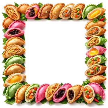 frame with pastel snacks