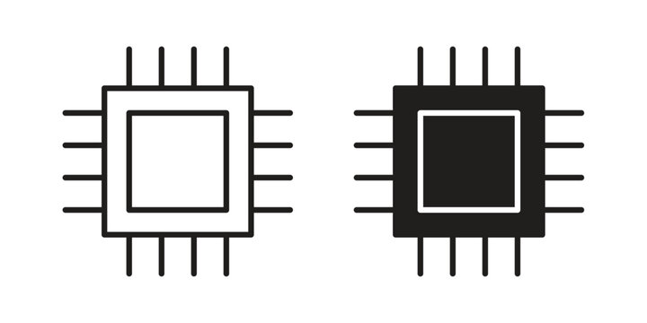 AI chip icon, line symbols on white background. EPS10
