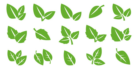 Leaf vector symbol, leaf illustration or leaf emoji in flat style. Spring leaf design, ecological nature theme.