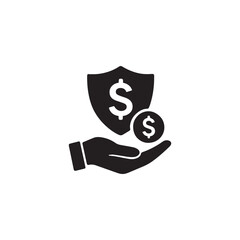 Protect security money dollar icon silhouette vector design art illustration