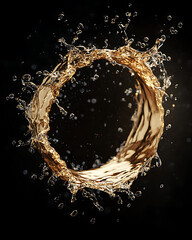 water in dynamic motion, isolated on black background for commercial use.