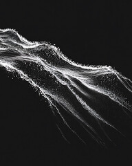 water in dynamic motion, isolated on black background for commercial use.