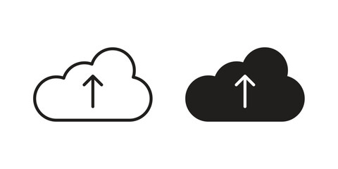 Obraz premium Cloud upload icon, line symbols on white background. EPS10