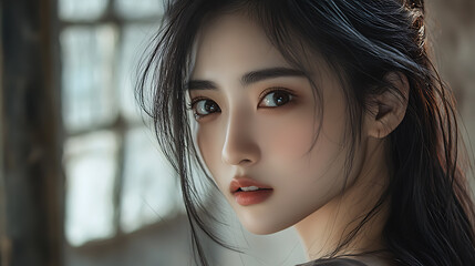 Beauty portraits of female in ultra-realistic commercial photo style.