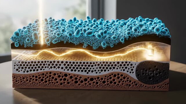 Microbial Fuel Cell Cross-Section Bio-Electricity