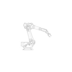A robotic arm is shown in a technical drawing
