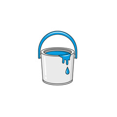 A bucket of blue paint with a handle © mim