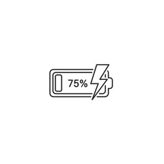 Fototapeta premium A battery icon with a lightning bolt and 75 percent charge