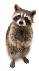 Obraz premium Curious raccoon standing on its hind legs.