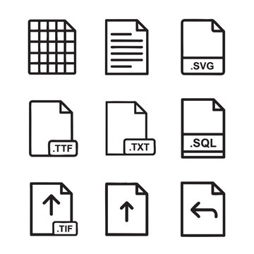 Collection of various file type icons displayed on a clean white background in a grid layout