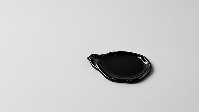 A black cosmetic mask on a gray surface, skincare product texture close-up.