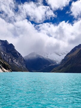 Turquoise lake on mountain
