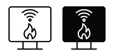 Creative Wi-Fi Symbol with Flame in Black and White Contrast Design