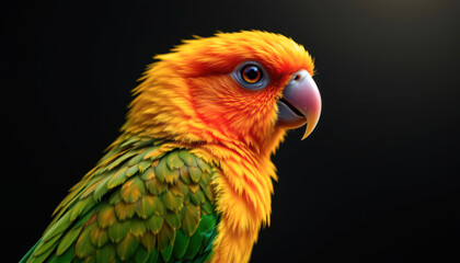 Fototapeta premium Vibrant Parrot Closeup with Colorful Feathers
