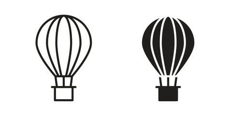 Naklejka premium Hot air balloon icon, line symbols on white background. EPS10