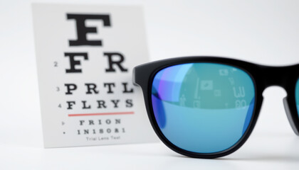 Reflective Blue Sunglasses Front Eye Chart