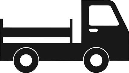 Vector set illustration of flatbed truck icons. Simple transport silhouette icon design collection.