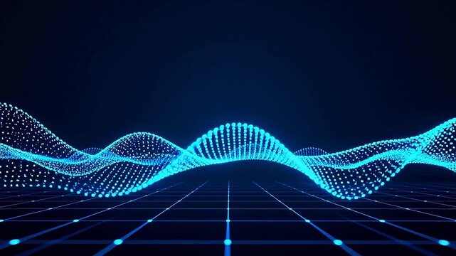 Blue digital wave pattern on grid