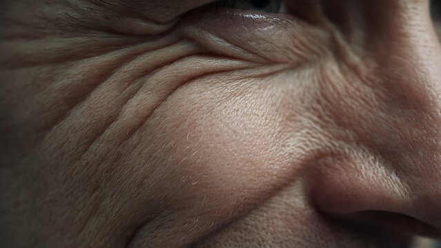 Close-up of human skin showing detailed lines and texture.