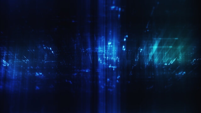 Futuristic digital data network with glowing cyber interface grids and dynamic light streams representing artificial intelligence, cybersecurity, fintech systems, blockchain infrastructure, and cloud 