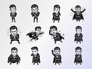 Dynamic Superhero Mascot Character Vector Set - Diverse Expressions and Action Poses