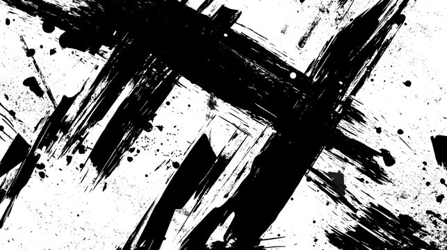 Grunge vector pattern with random black sketch and scribble marks on white background abstract texture design