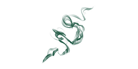 Obraz premium Emerald green smoke trails elegantly dance against a stark black background abstract art motion ethereal mystical